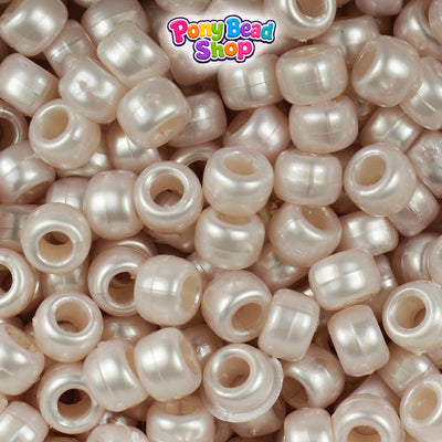 Pale Peach Pearl 9mm Barrel Plastic Pony Beads (500pcs)