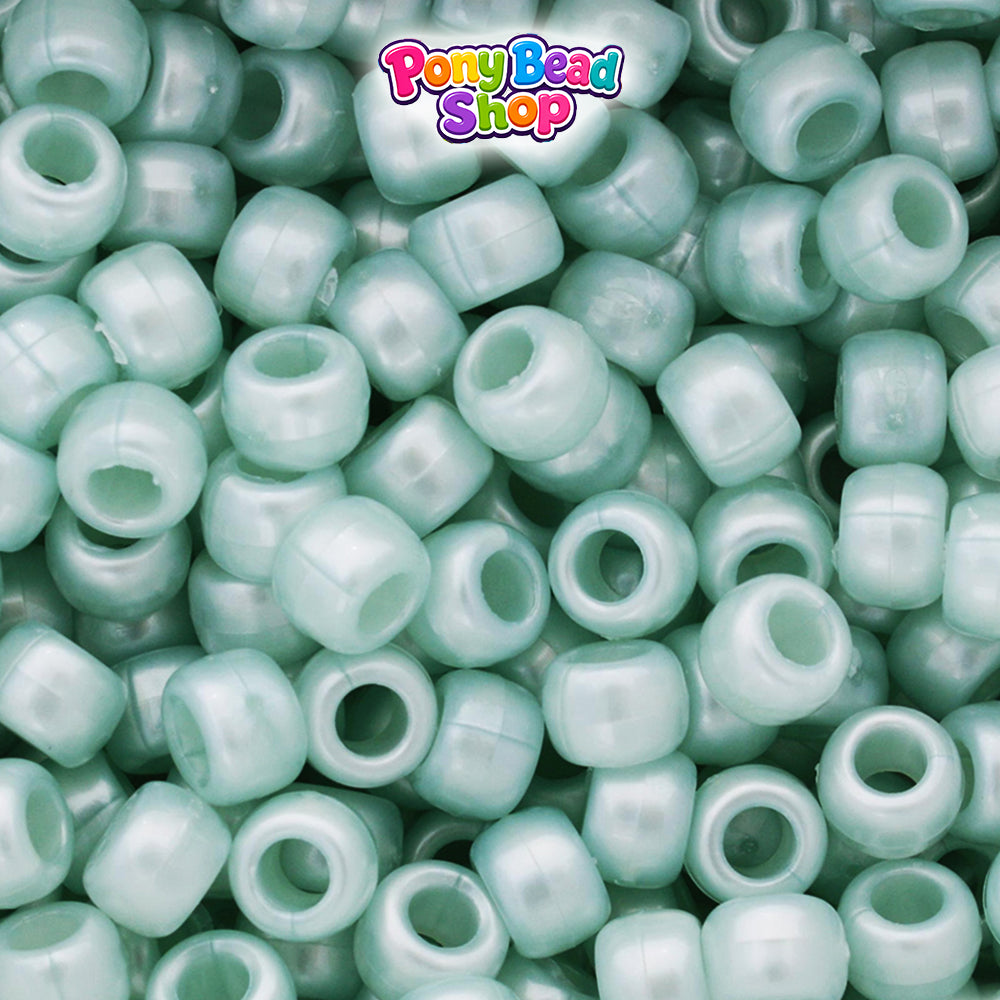 Light Caribbean Pearl 9mm Barrel Plastic Pony Beads (500pcs)