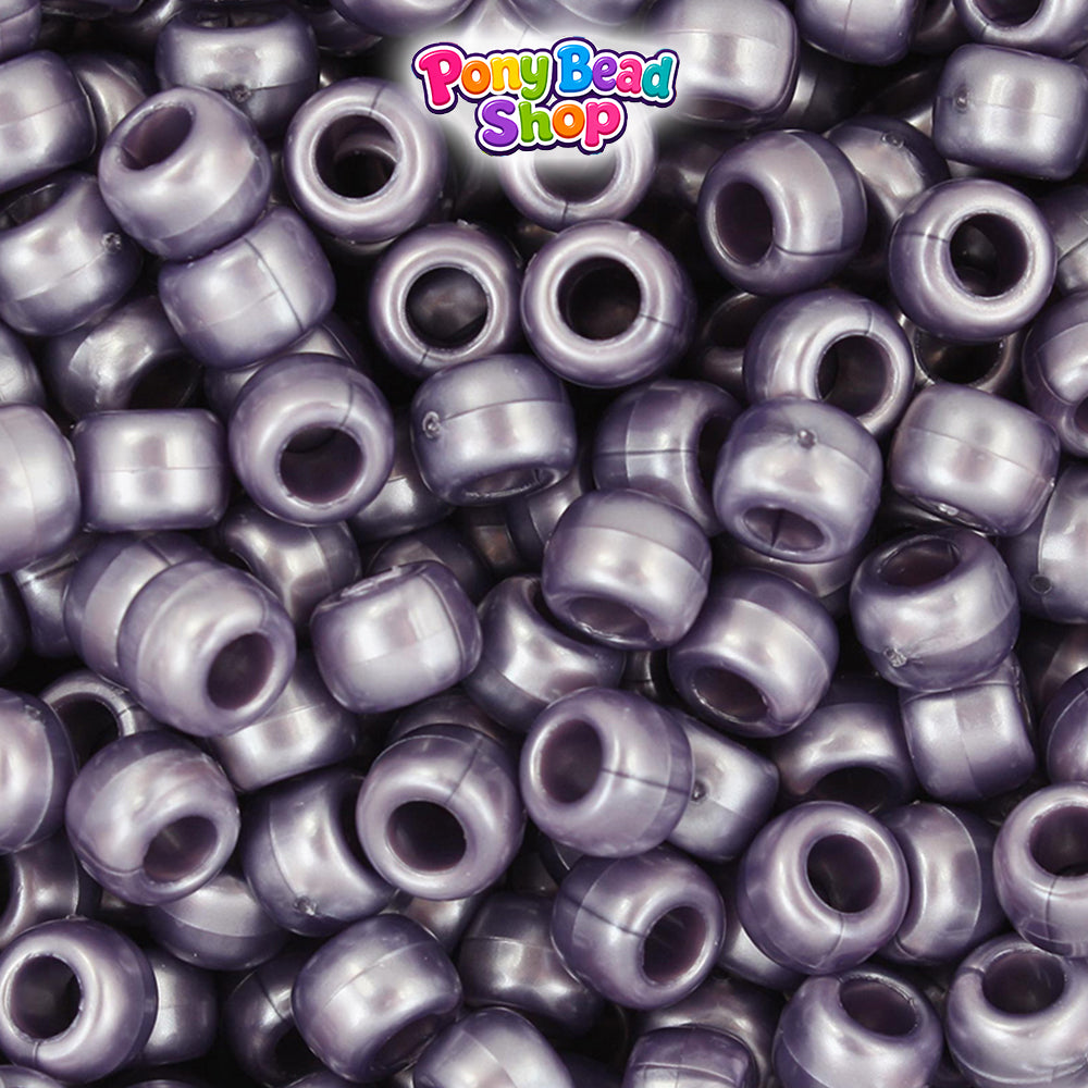 Dark Lavender Pearl 9mm Barrel Plastic Pony Beads (500pcs)