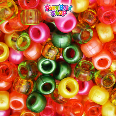 Fiesta Multi 9mm Barrel Plastic Pony Beads (500pcs)