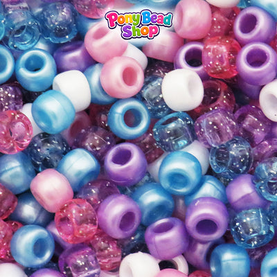 Unicorn Sparkle Multi 9mm Barrel Plastic Pony Beads (500pcs)
