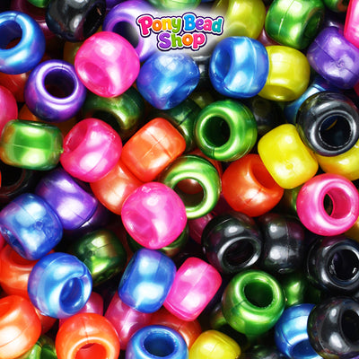 Dark Pearl Mix 9mm Barrel Plastic Pony Beads (500pcs)