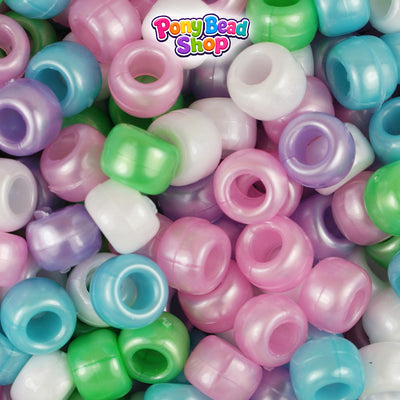 Pastel Pearl Mix 9mm Barrel Plastic Pony Beads (500pcs)