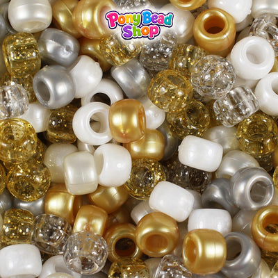 Gold Angel Multi 9mm Barrel Plastic Pony Beads (500pcs)