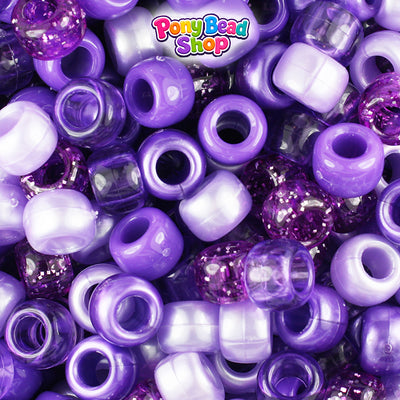 Purple Multi 9mm Barrel Plastic Pony Beads (500pcs)