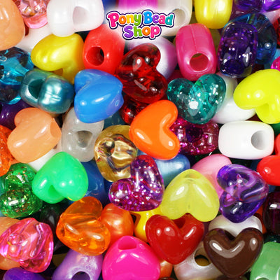 Randomly Mixed 12mm Heart (VH) Plastic Pony Beads (250pcs)