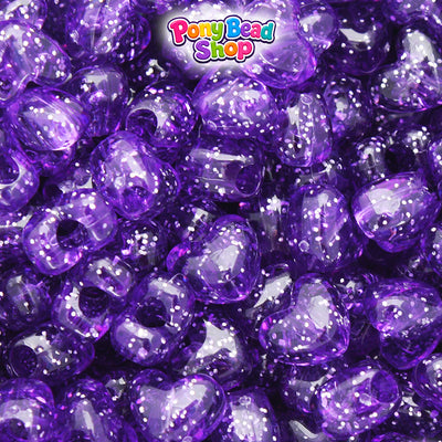 Amethyst Sparkle 12mm Heart (VH) Plastic Pony Beads (250pcs)