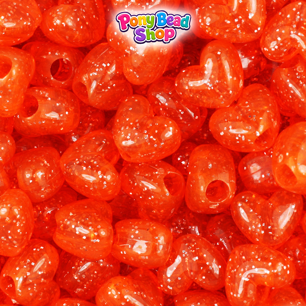 Hyacinth Sparkle 12mm Heart (VH) Plastic Pony Beads (250pcs)