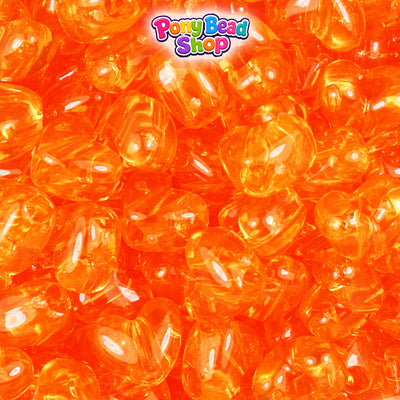 Orange Transparent 12mm Heart (VH) Plastic Pony Beads (250pcs)