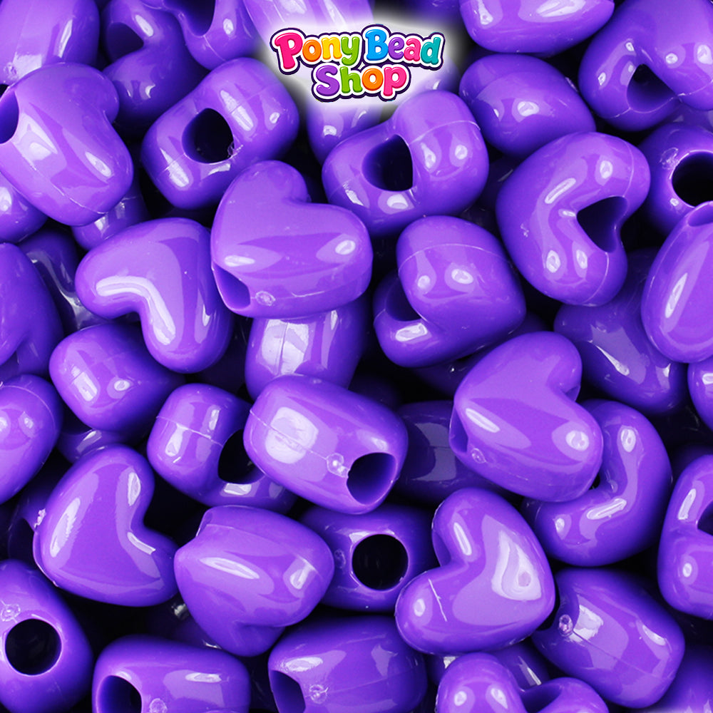 Dark Lilac Opaque 12mm Heart (VH) Plastic Pony Beads (250pcs)