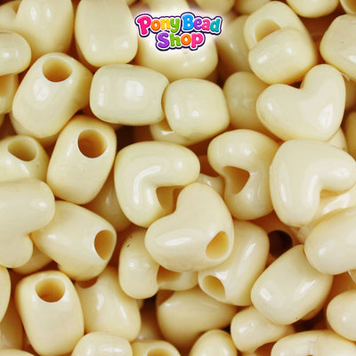 Ivory Opaque 12mm Heart (VH) Plastic Pony Beads (250pcs)