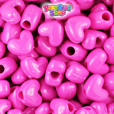 Dark Pink Opaque 12mm Heart (VH) Plastic Pony Beads (250pcs)