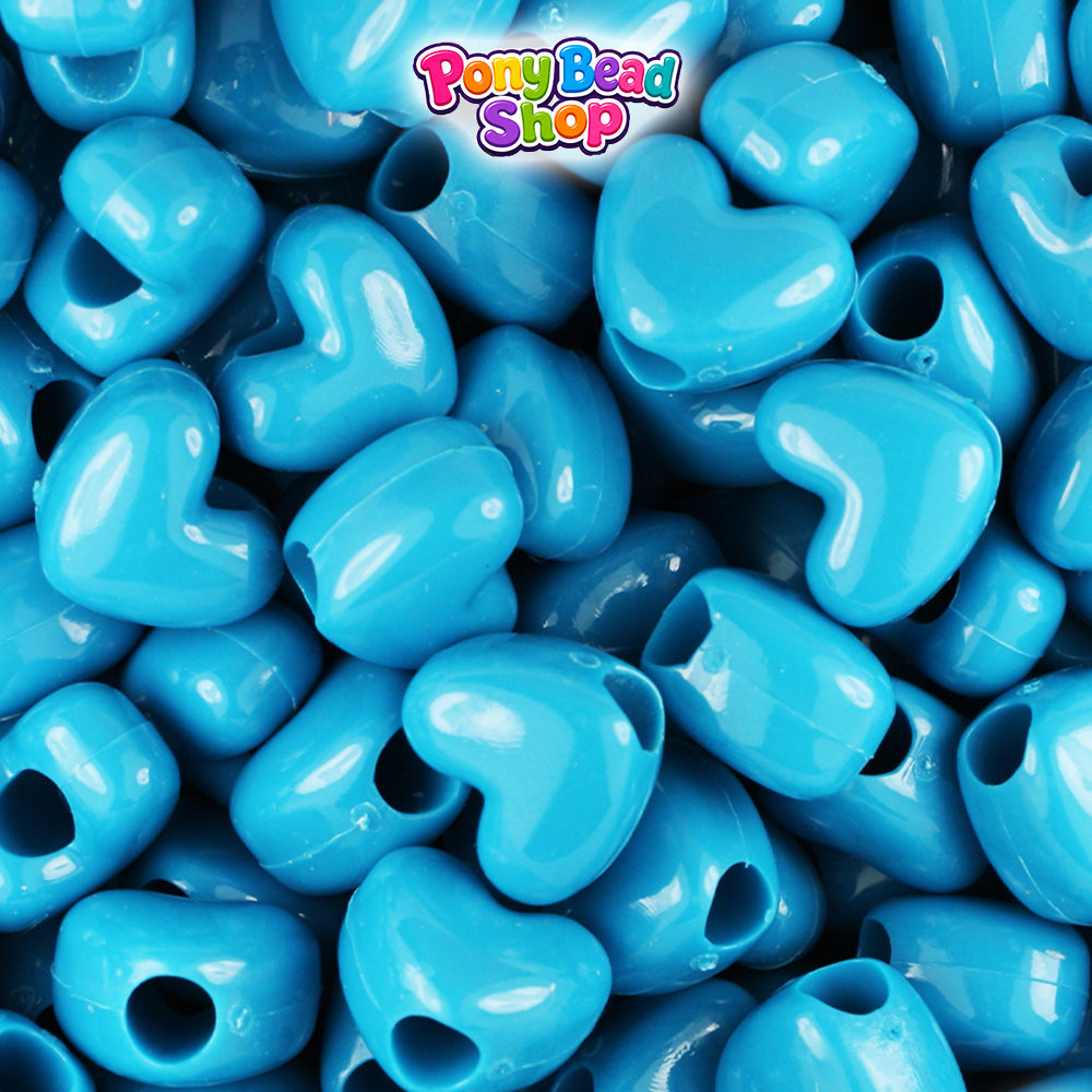 Dark Turquoise Opaque 12mm Heart (VH) Plastic Pony Beads (250pcs)