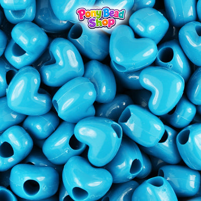 Dark Turquoise Opaque 12mm Heart (VH) Plastic Pony Beads (250pcs)