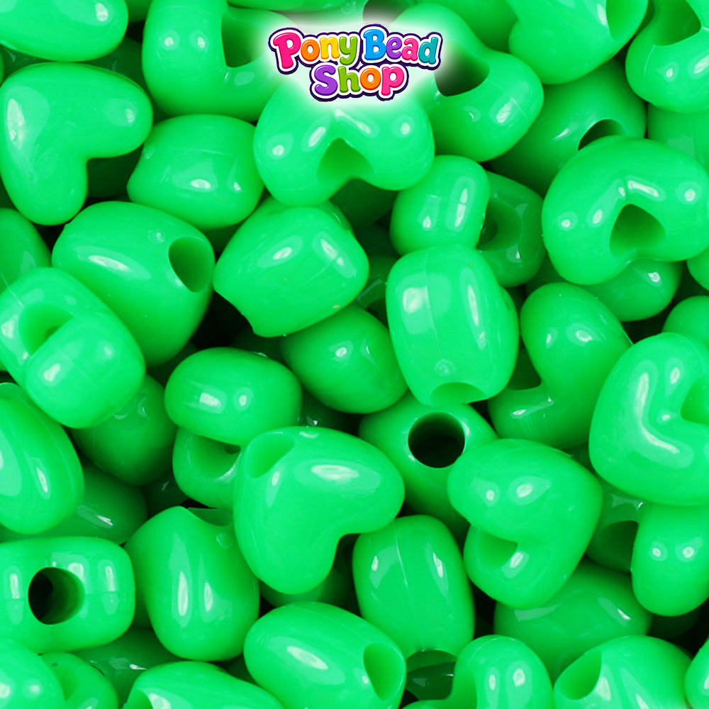 Grasshopper Neon Bright 12mm Heart (VH) Plastic Pony Beads (250pcs)