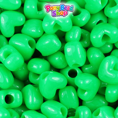 Grasshopper Neon Bright 12mm Heart (VH) Plastic Pony Beads (250pcs)