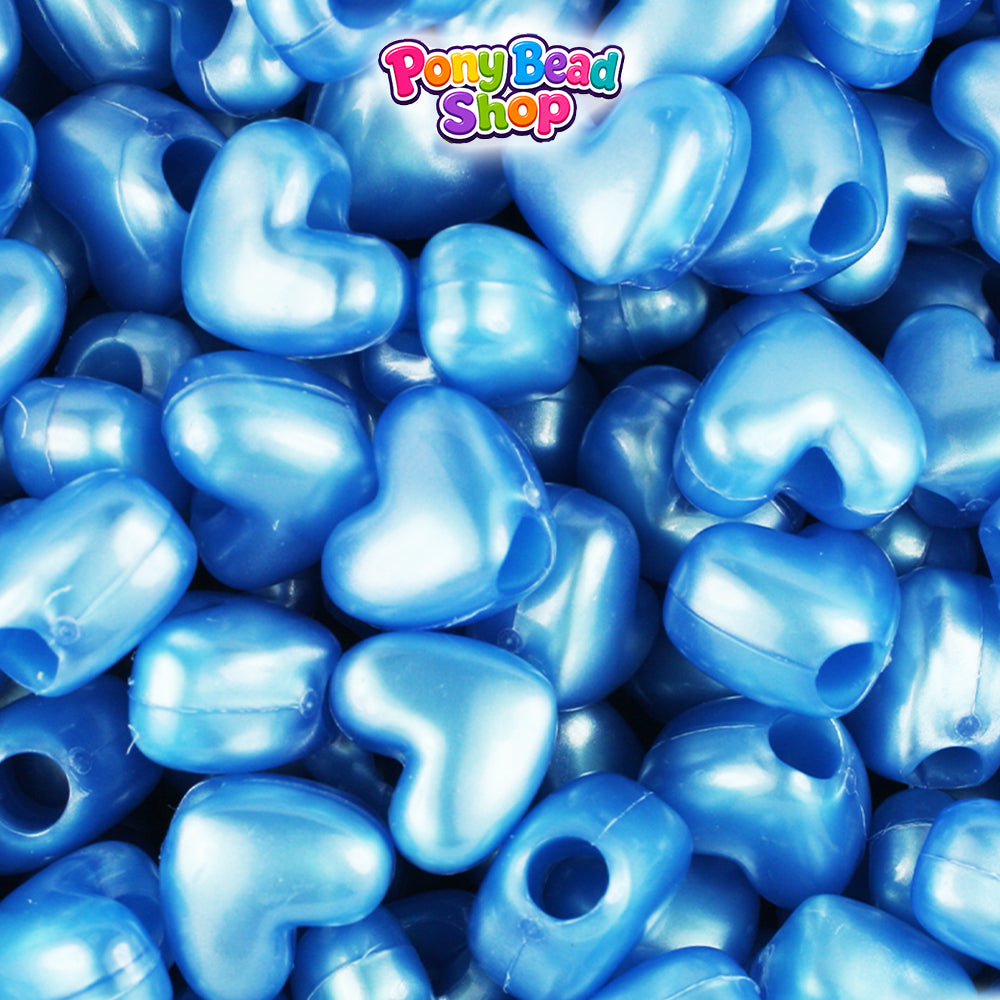 Dark Blue Pearl 12mm Heart (VH) Plastic Pony Beads (250pcs)