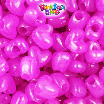 Purple Glow 12mm Heart (VH) Plastic Pony Beads (250pcs)