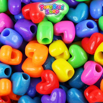 Circus Opaque Mix 12mm Heart (VH) Plastic Pony Beads (250pcs)