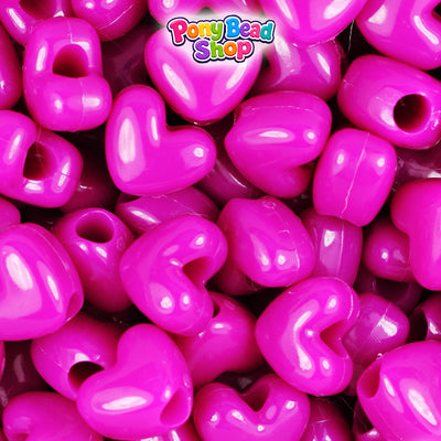 Mulberry Opaque 12mm Heart (VH) Plastic Pony Beads (250pcs)