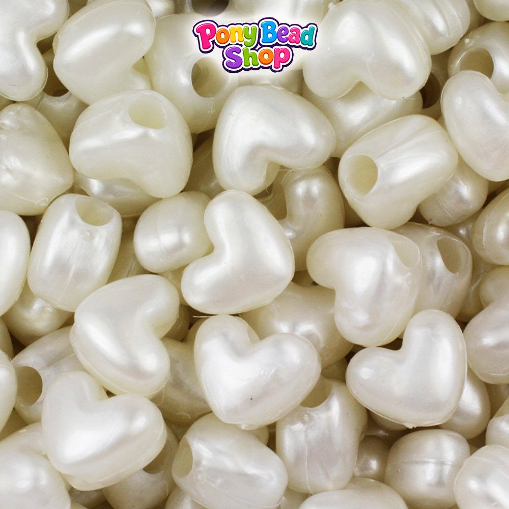 Bridal Pearl 12mm Heart (VH) Plastic Pony Beads (250pcs)