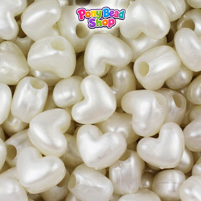 Bridal Pearl 12mm Heart (VH) Plastic Pony Beads (250pcs)