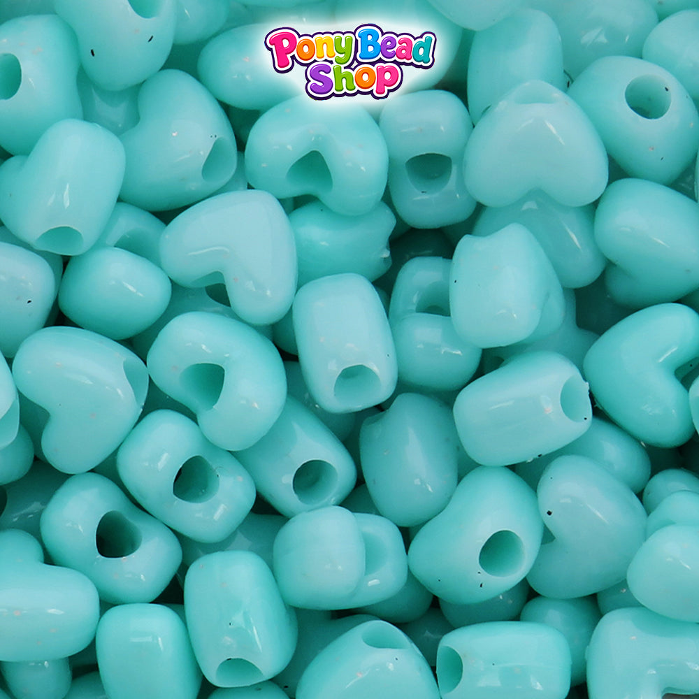 Sea Foam Opaque 12mm Heart (VH) Plastic Pony Beads (250pcs)