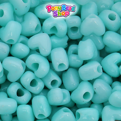 Sea Foam Opaque 12mm Heart (VH) Plastic Pony Beads (250pcs)