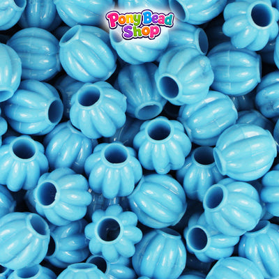 Baby Blue Opaque 10mm Melon Plastic Pony Beads (300pcs)