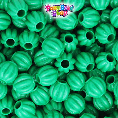 Green Opaque 10mm Melon Plastic Pony Beads (300pcs)