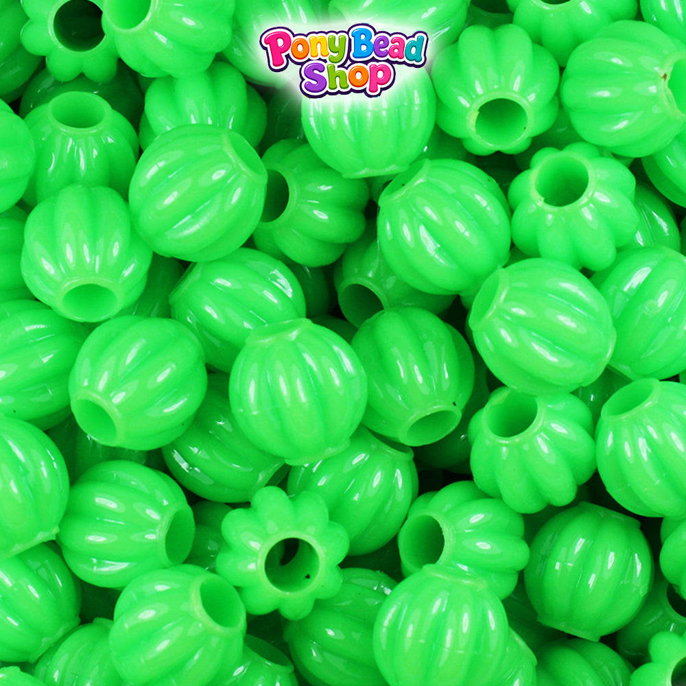 Lime Opaque 10mm Melon Plastic Pony Beads (300pcs)