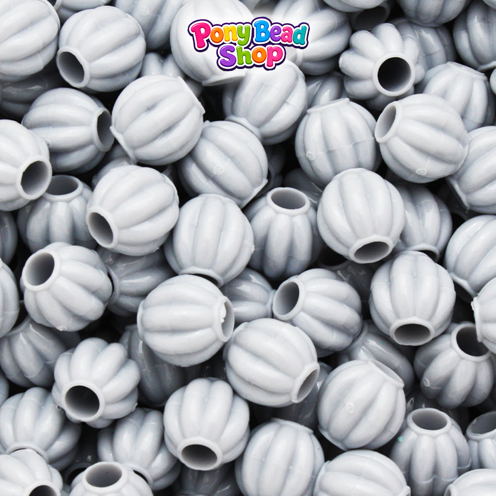Grey Opaque 10mm Melon Plastic Pony Beads (300pcs)