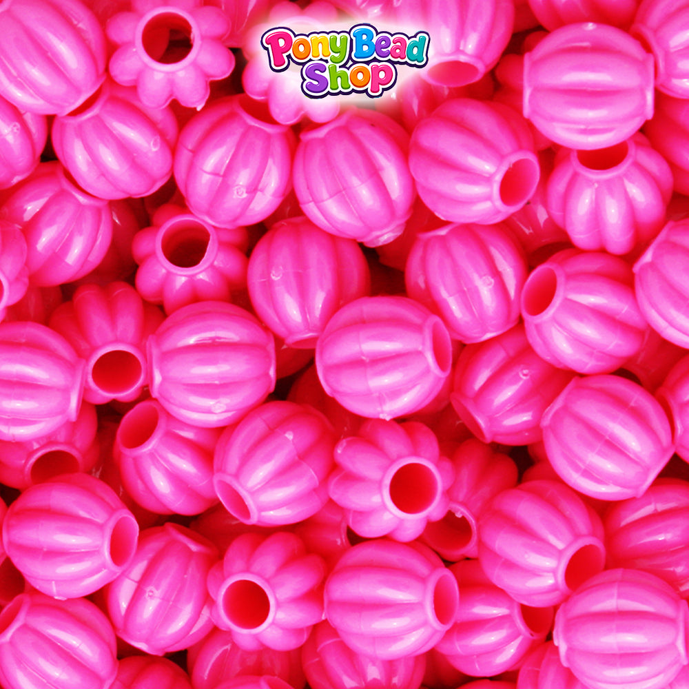 Dark Pink Opaque 10mm Melon Plastic Pony Beads (300pcs)