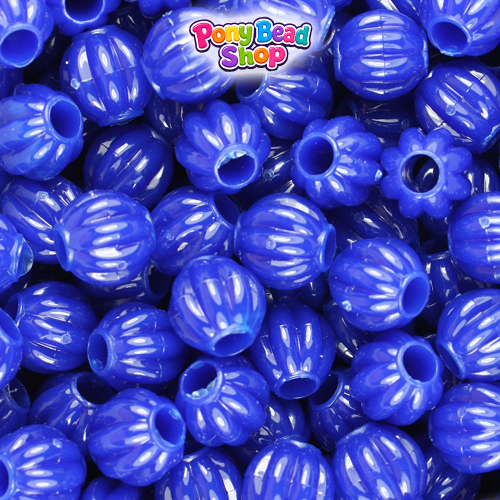 Royal Blue Opaque 10mm Melon Plastic Pony Beads (300pcs)
