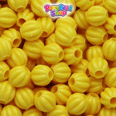 Yellow Opaque 10mm Melon Plastic Pony Beads (300pcs)