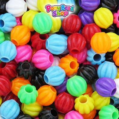 Opaque Mix 10mm Melon Plastic Pony Beads (300pcs)