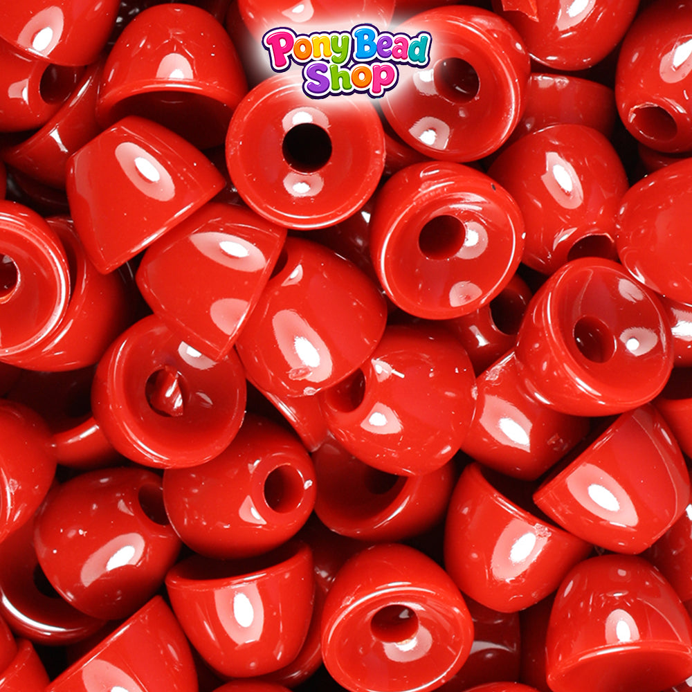 Red Opaque 12mm Bell Plastic Pony Beads (50pcs)