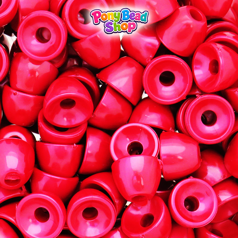 Red Pearl 12mm Bell Plastic Pony Beads (50pcs)