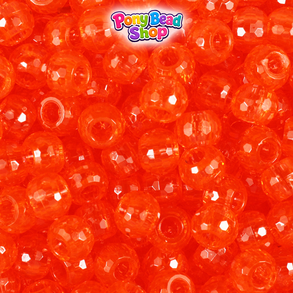 Hyacinth Transparent 9mm Faceted Barrel Plastic Pony Beads (500pcs)