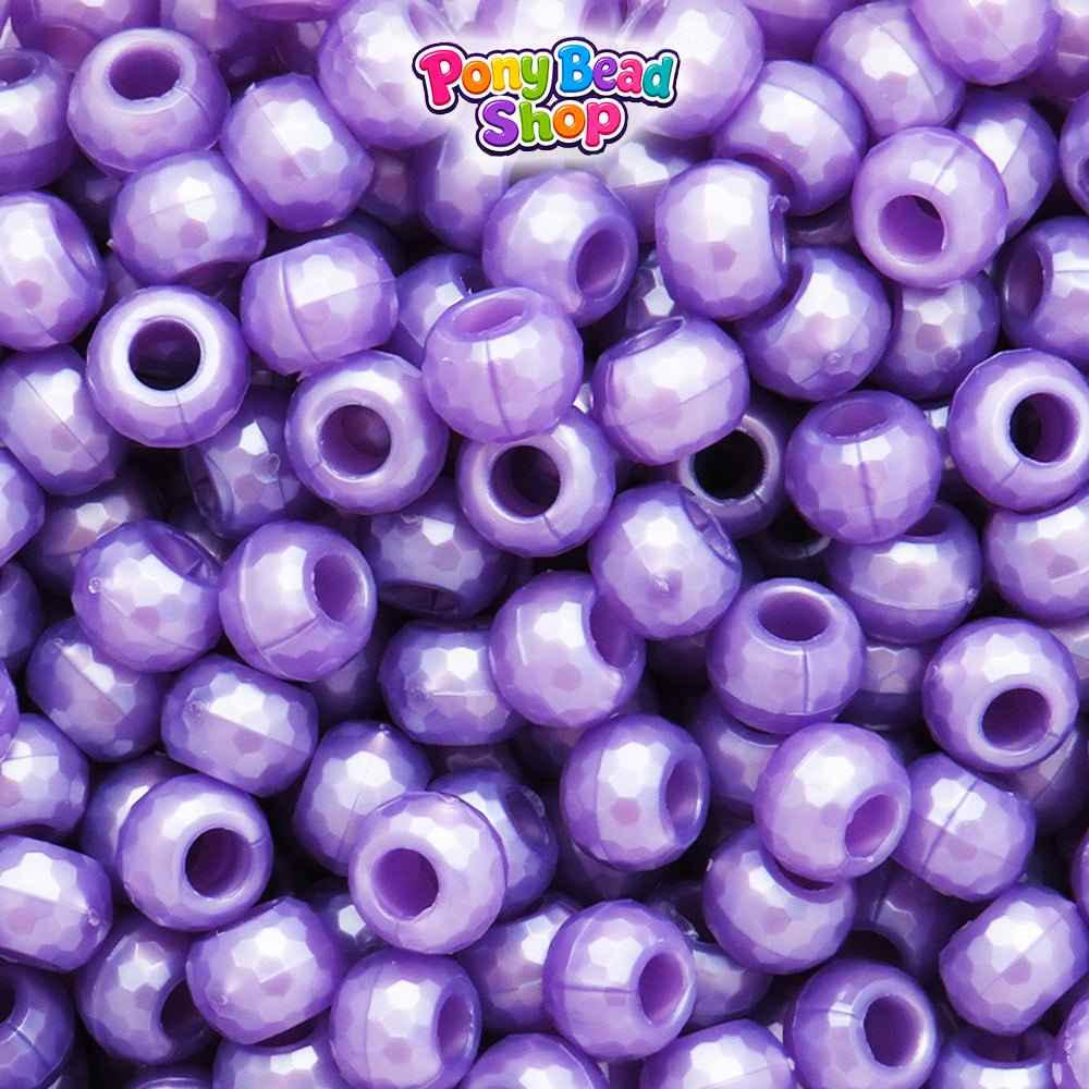 Light Purple Pearl 9mm Faceted Barrel Plastic Pony Beads (500pcs)