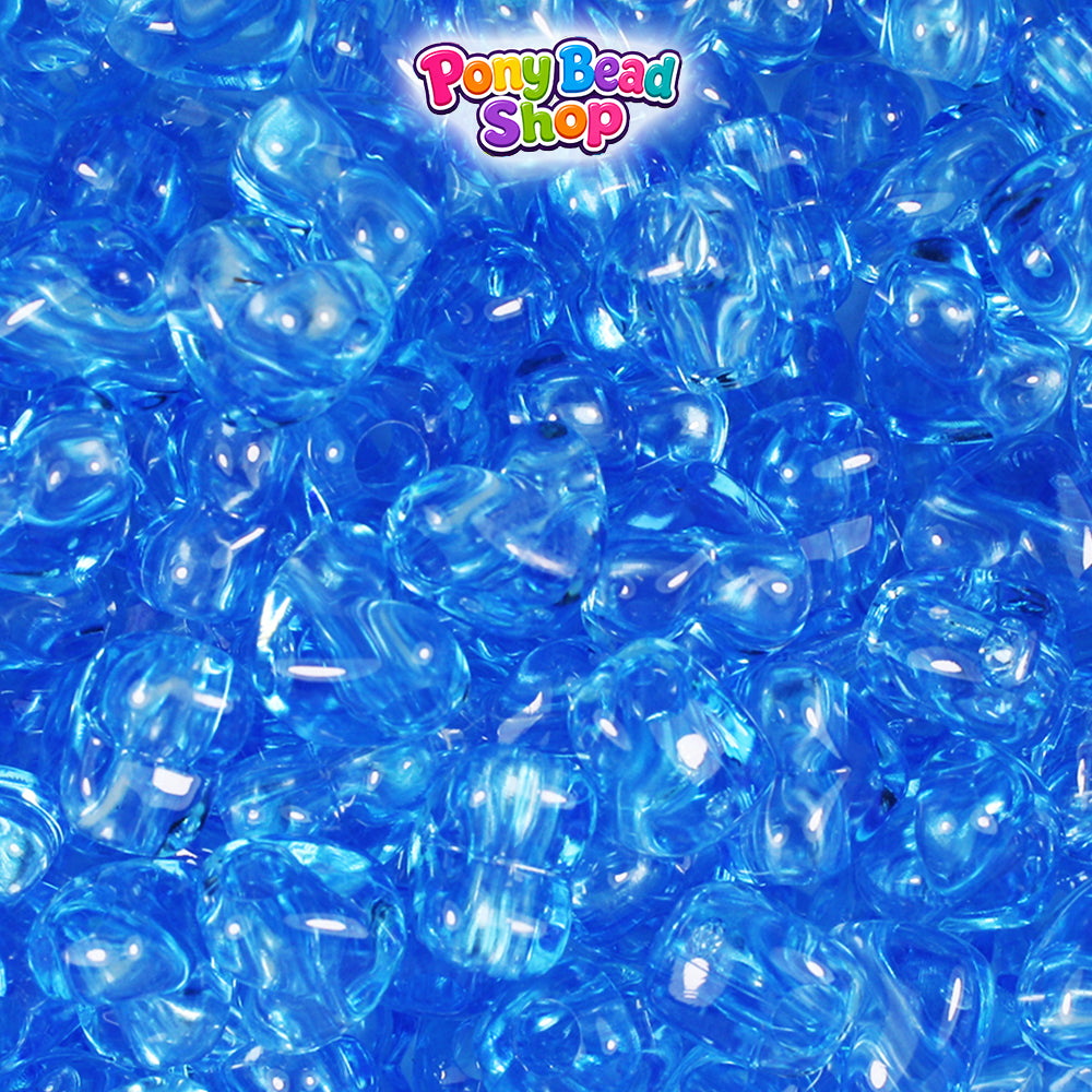 Light Sapphire Transparent 12mm Heart (HH) Plastic Pony Beads (250pcs)