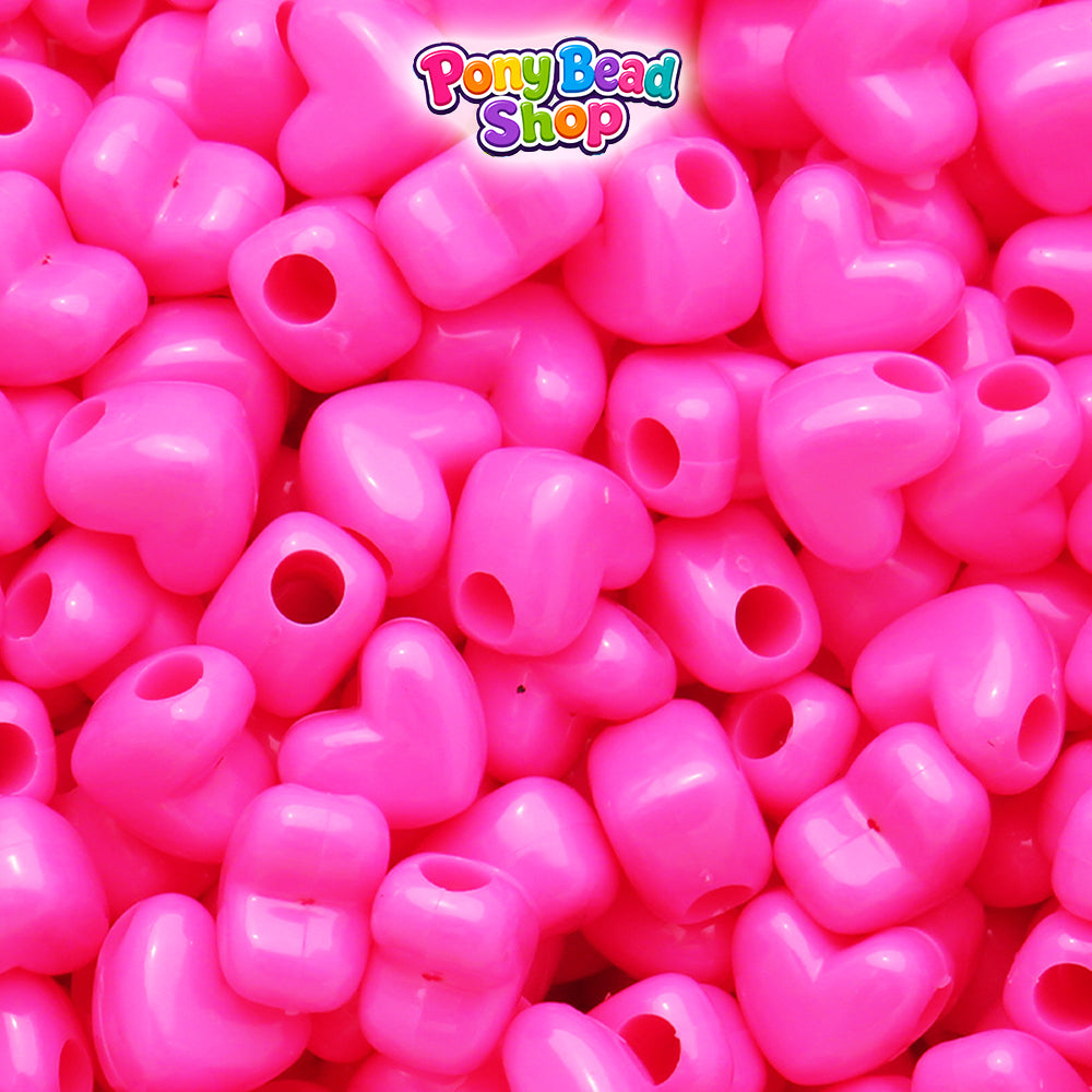 Dark Pink Opaque 12mm Heart (HH) Plastic Pony Beads (250pcs)