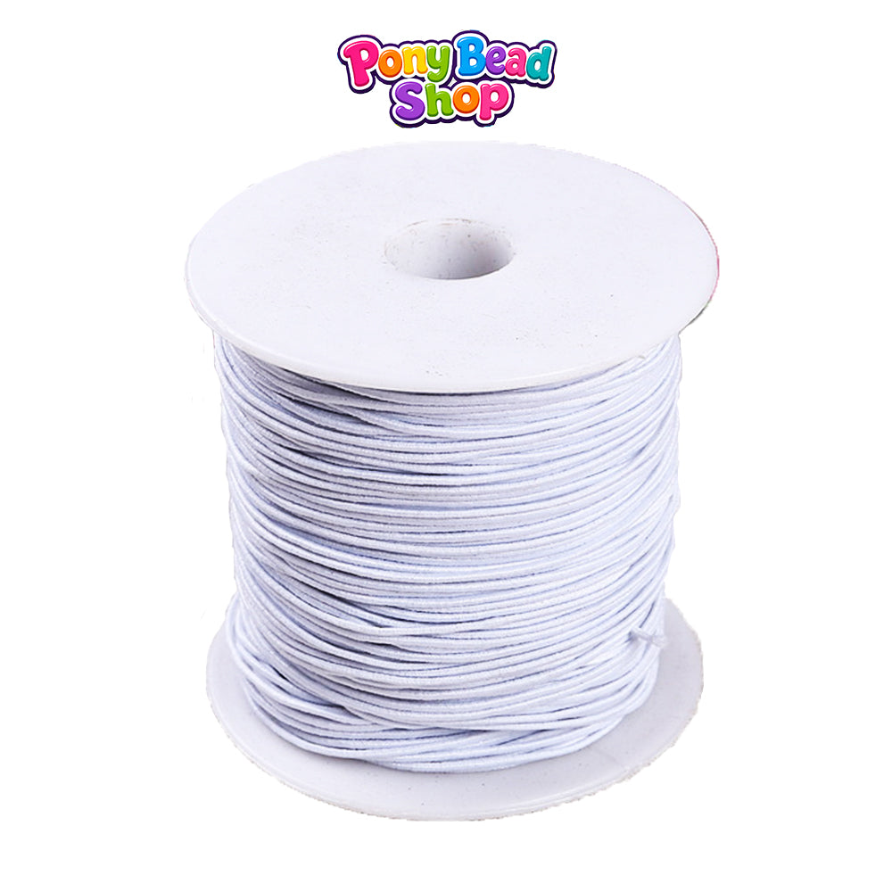 White 1mm Round Elastic Cord (90m)