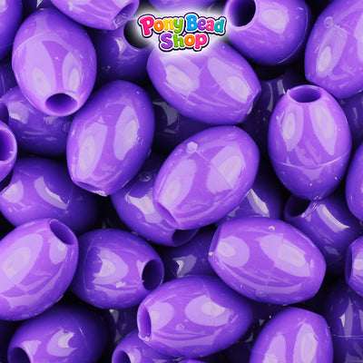 Dark Lilac Opaque 14mm Oval Plastic Pony Beads (200pcs)