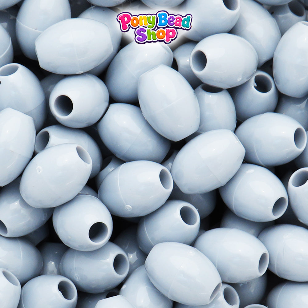 Grey Opaque 14mm Oval Plastic Pony Beads (200pcs)