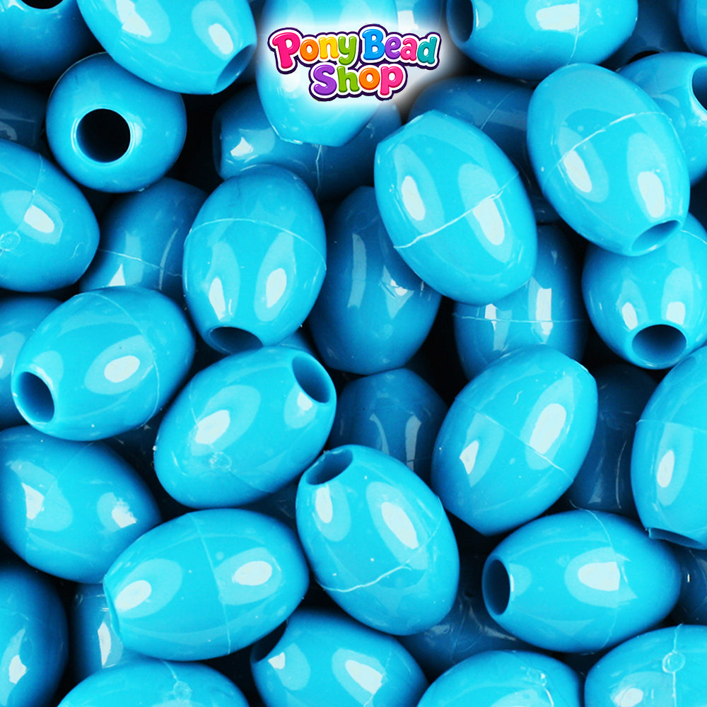 Dark Turquoise Opaque 14mm Oval Plastic Pony Beads (200pcs)