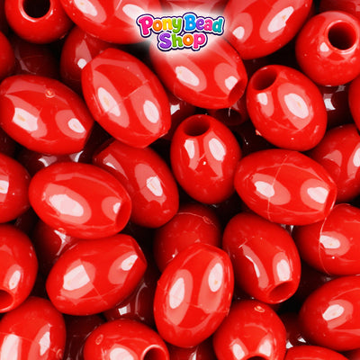 Red Opaque 14mm Oval Plastic Pony Beads (200pcs)