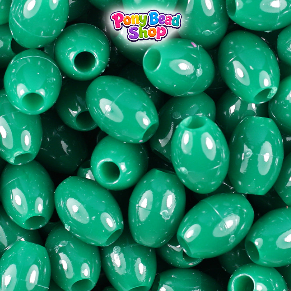 Agate Green Opaque 14mm Oval Plastic Pony Beads (200pcs)