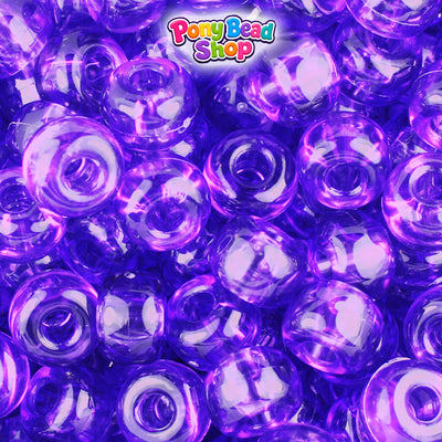 Amethyst Transparent 11mm Large Barrel Plastic Pony Beads (250pcs)