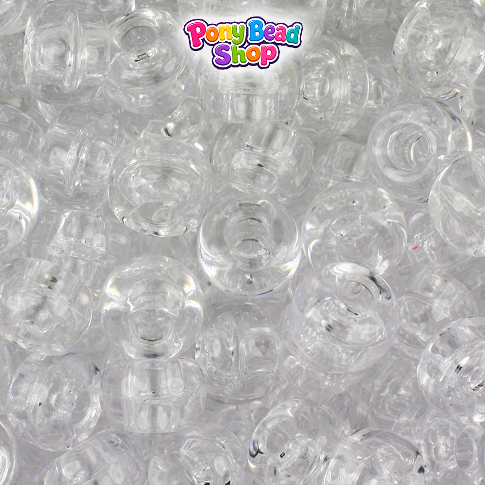Crystal Transparent 11mm Large Barrel Plastic Pony Beads (250pcs)